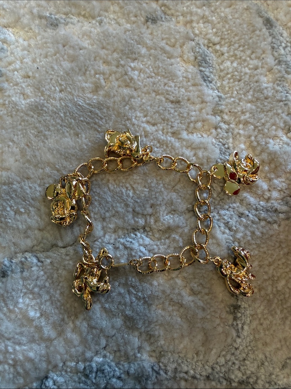Disney Avon Charm Bracelet - Women's Gold Flower Charm Link Bracelet